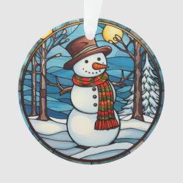 Ornamento de Snowman de vidrio templado