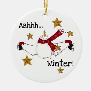Ornamento de Snowman Keepsake para patinar sobre h