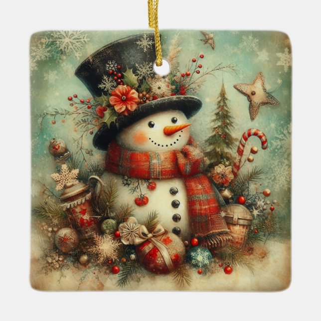 Ornamento de Snowman Navidades clásicos (Anverso)