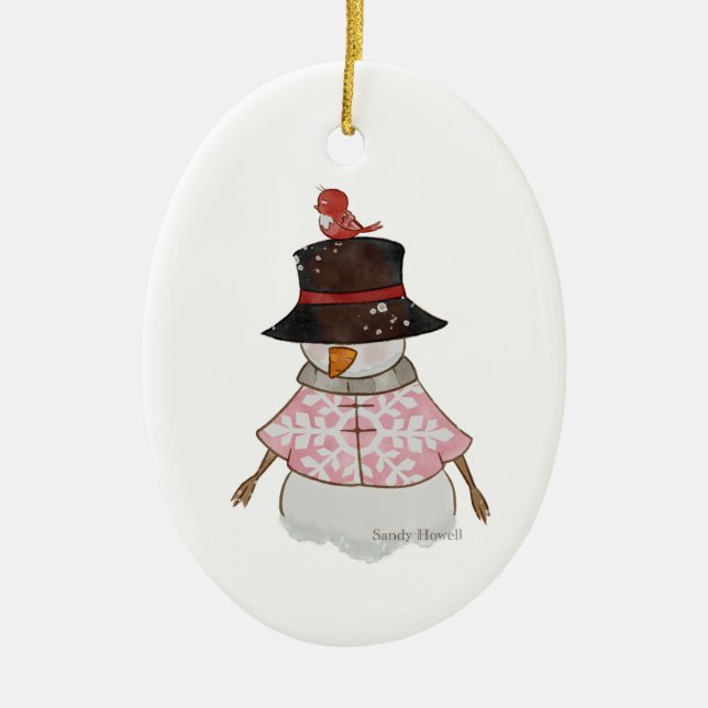 Ornamento de Snowman rosa (Frente)