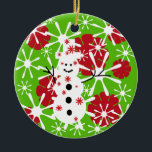 Ornamento de Snowman Splotch Keepsake<br><div class="desc">Navidades tradicionales blancos,  rojos y verdes pintan los colores de Snowman Splotch conservando el adorno.</div>