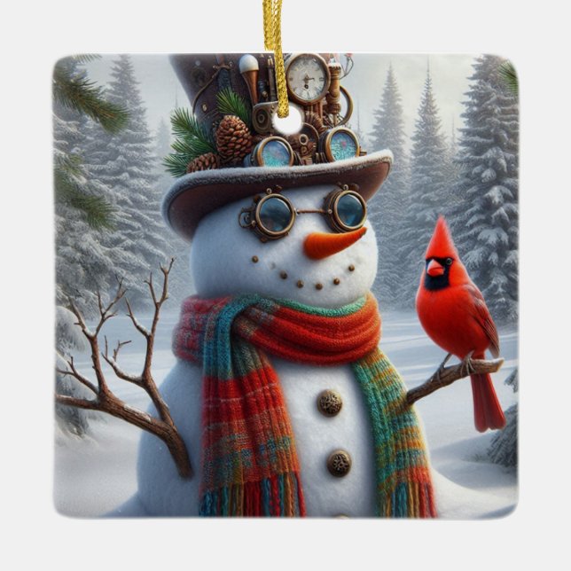 Ornamento de snowman Steampunk, (Anverso)
