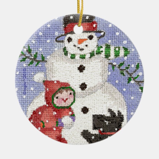 ornamento de snowman y scotty (Frente)