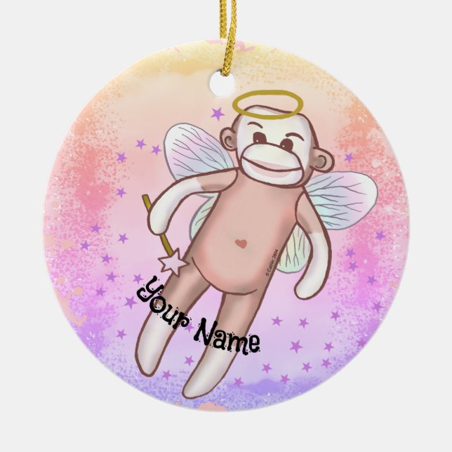 Ornamento de Sock Monkey Angel Oval (Frente)