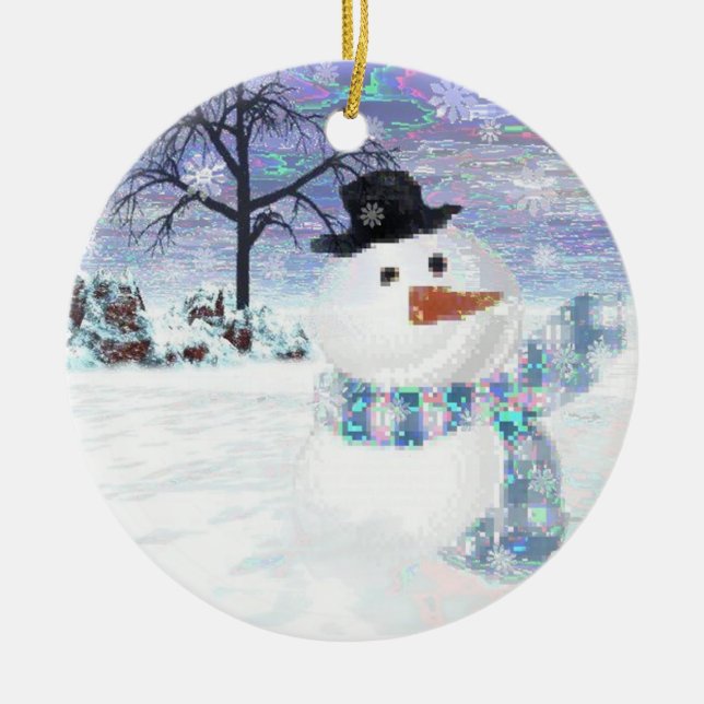 Ornamento de Sparkle Snowman Keepsake (Frente)