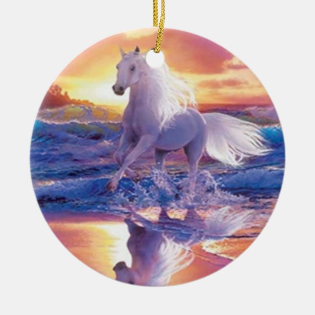 Ornamento de Stallion blanco (Frente)