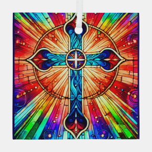 Ornamento de Suncatcher multicolor cruzado