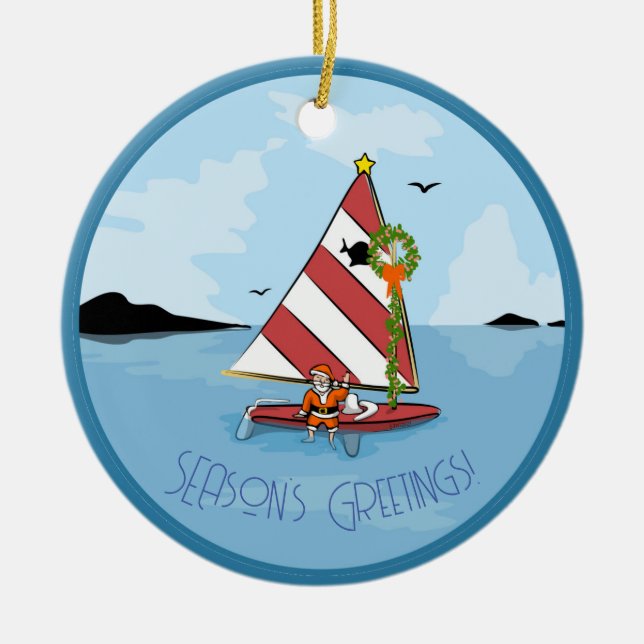 Ornamento de Sunfish Santa Sailor (Frente)