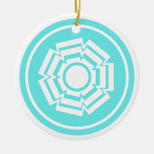 Ornamento de surco floral, turquesa (Frente)