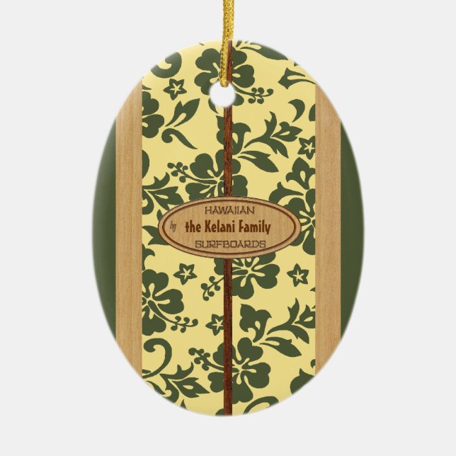 Ornamento de Surfboard Vintage de Mokuleia Persona (Frente)