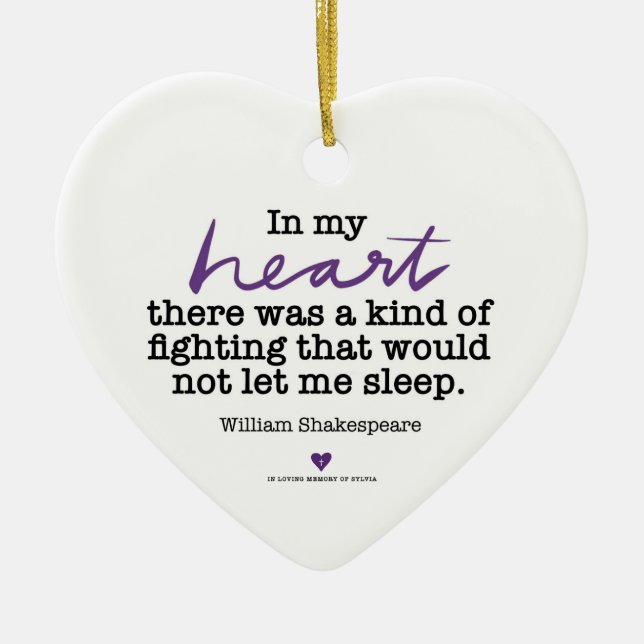 Ornamento de SylviasStory Heart Shakespeare (Frente)