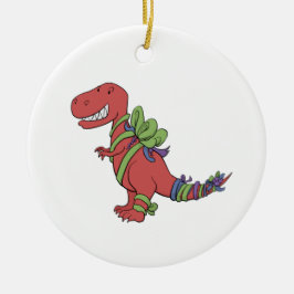Ornamento de T-Rex Chirstmas-Ribboned