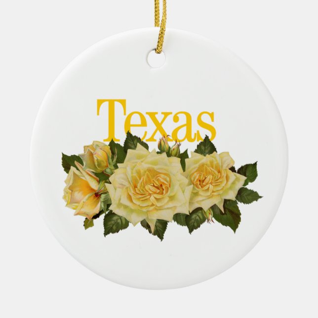 Ornamento de Texas con rosas amarillas (Frente)