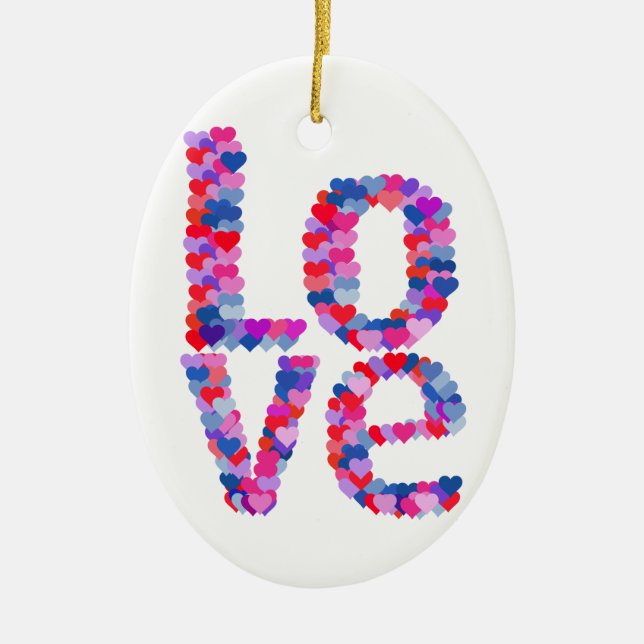 Ornamento de texto de LOVE Heart (Frente)