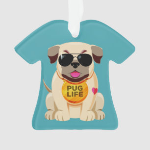 Ornamento de texto de Pug Life personalizado