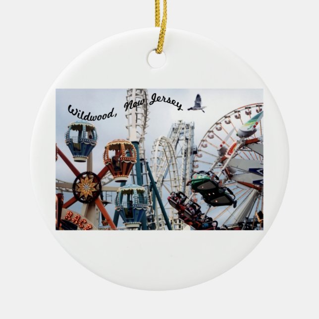 Ornamento de texto Shore Pier/Wildwood (Frente)