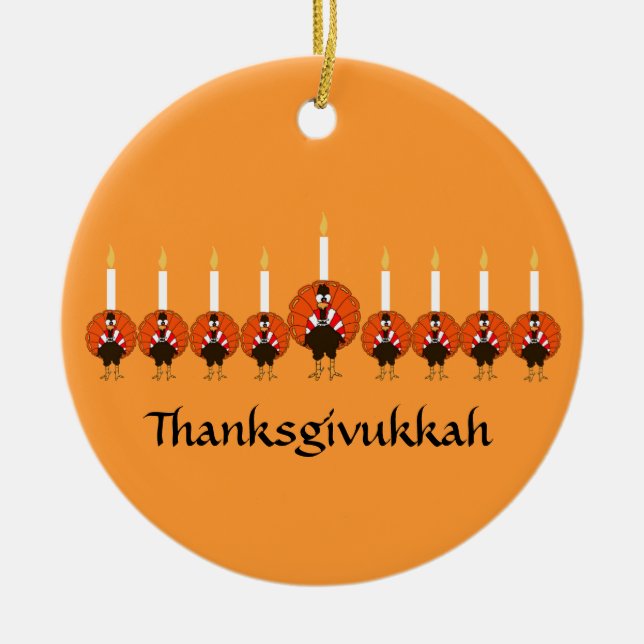 Ornamento de Thanksgivukkah Turquía Menorah (Frente)