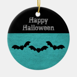 Ornamento de Trio de Bats Halloween, Verde azulado