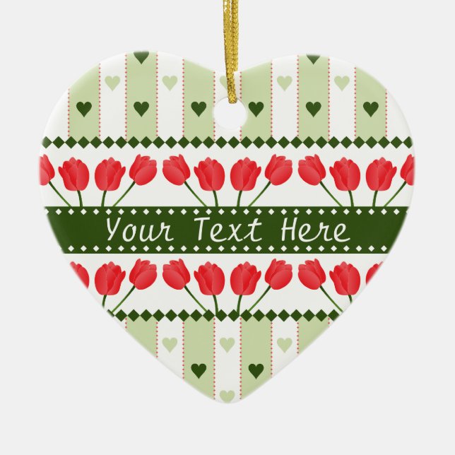 Ornamento de tulipanes y corazones, personalizar (Frente)