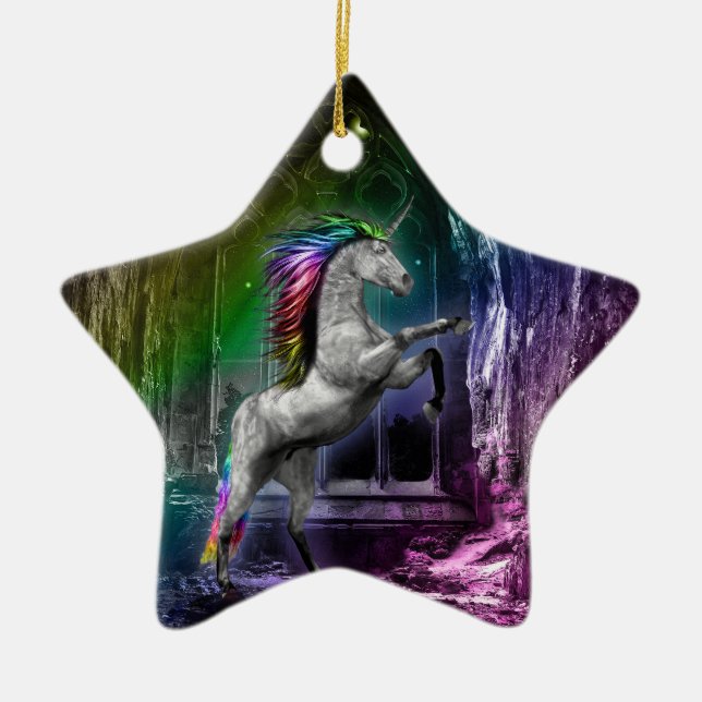 Ornamento de Unicornio arcoiris (Frente)