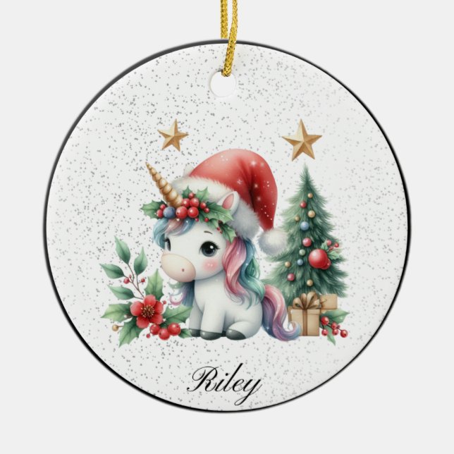 Ornamento de Unicornio de Navidades personalizados (Frente)