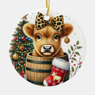 Ornamento de vaca Highland para navidades