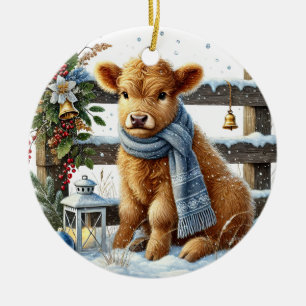 Ornamento de vaca Highland para navidades