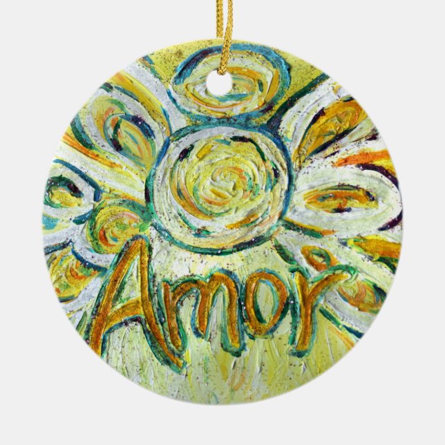 Ornamento de vacaciones Amor Angel Word (Frente)