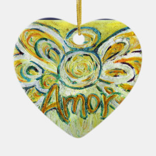 Ornamento de vacaciones Amor Angel Word