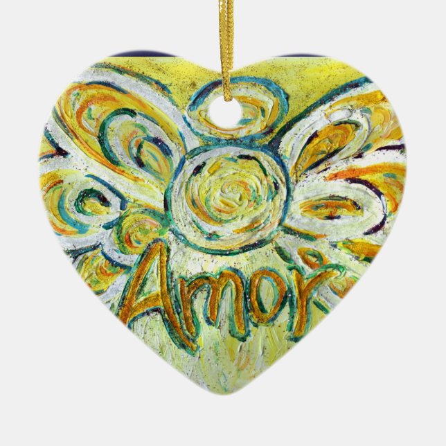 Ornamento de vacaciones Amor Angel Word (Frente)
