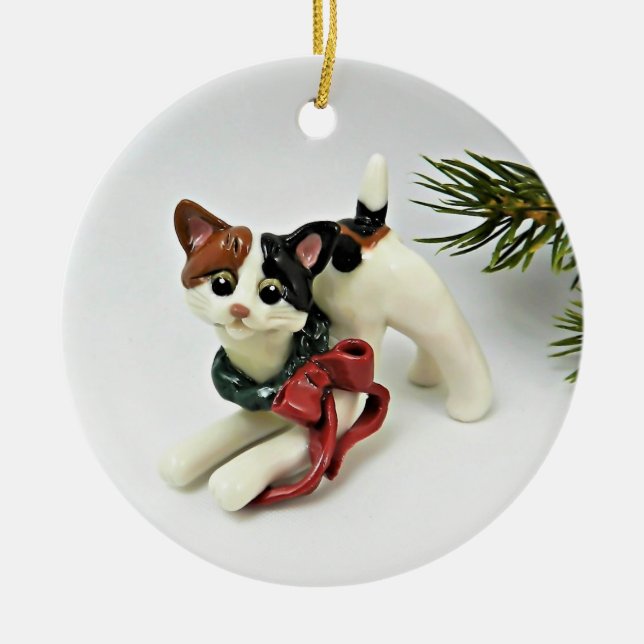 Ornamento de vacaciones Calico para gato de Bobtai (Frente)