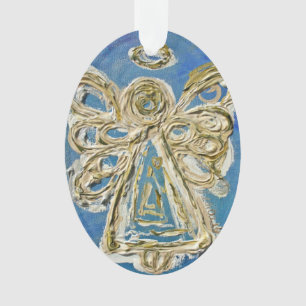Ornamento de vacaciones de Angel Guardian Azul
