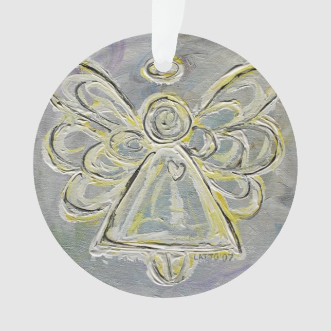 Ornamento de vacaciones de Angel Guardian Blanco (Anverso)
