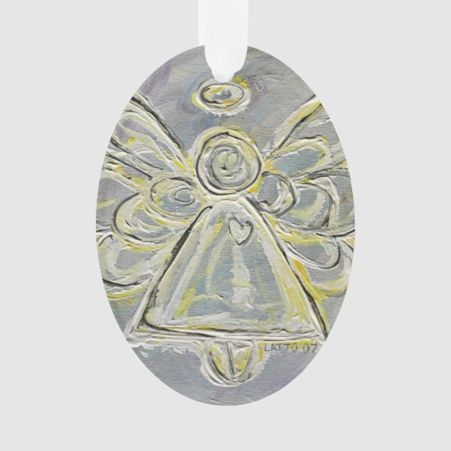 Ornamento de vacaciones de Angel Guardian Blanco (Anverso)