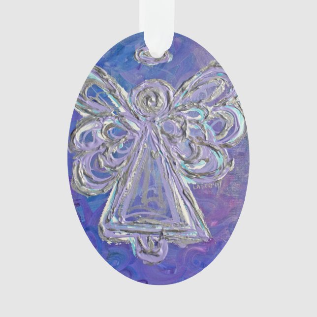 Ornamento de vacaciones de Angel Guardian Púrpura (Anverso)
