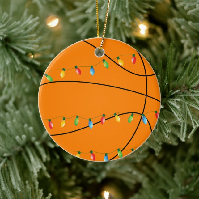 Ornamento de vacaciones de baloncesto con luces (Árbol)