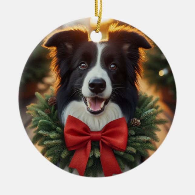 Ornamento de vacaciones de Border Collie (Frente)