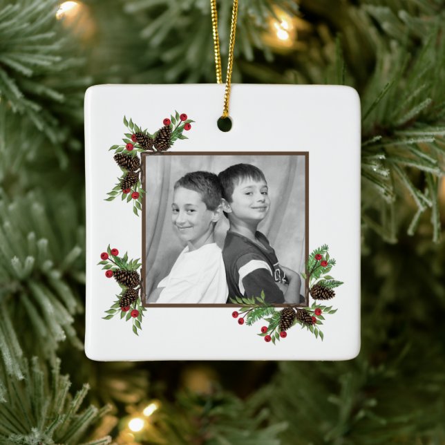 Ornamento de vacaciones de conos de pino y bayas (Árbol)