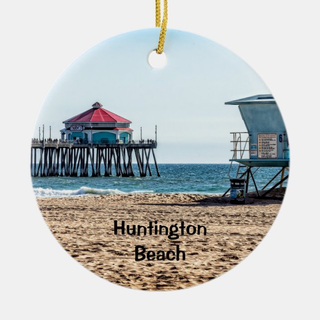 Ornamento de vacaciones de Huntington Beach (Frente)
