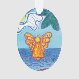 Ornamento de vacaciones de Joy and Peace Beach Ang