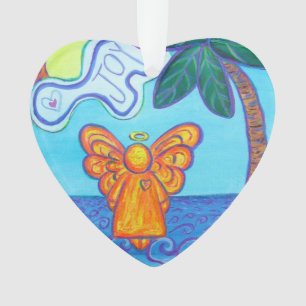 Ornamento de vacaciones de Joy and Peace Beach Ang
