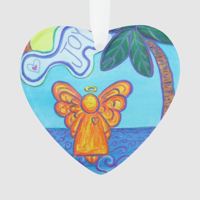 Ornamento de vacaciones de Joy and Peace Beach Ang (Anverso)