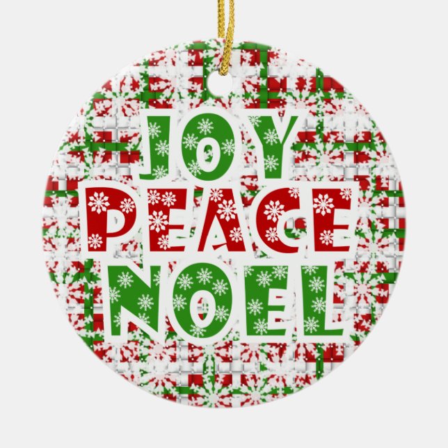 Ornamento de vacaciones de Joy Peace Noel (Frente)