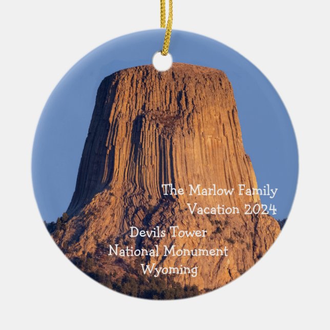 Ornamento de vacaciones de la familia Devils Tower (Frente)