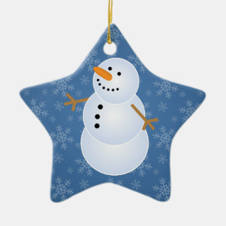 Ornamento de vacaciones de la familia Snowman Star