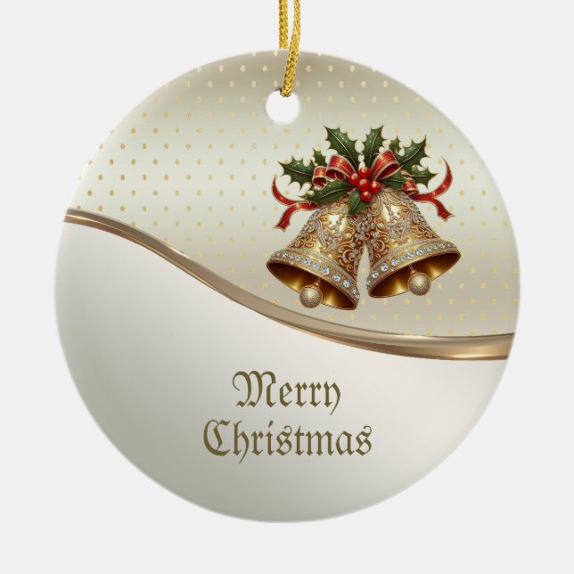Ornamento de vacaciones de los Navidades de oro (Frente)