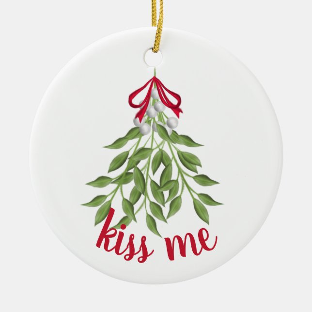 Ornamento de vacaciones de Mistletoe (Frente)