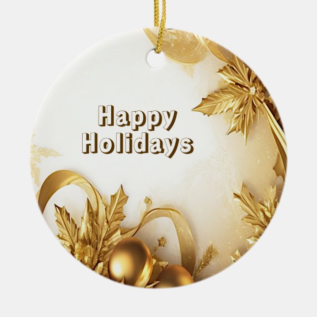 Ornamento de vacaciones de Navidades de las hojas  (Frente)