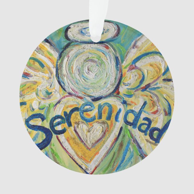 Ornamento de vacaciones de Serenidad Angel Word Ar (Anverso)