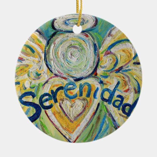 Ornamento de vacaciones de Serenidad Angel Word Ar (Frente)